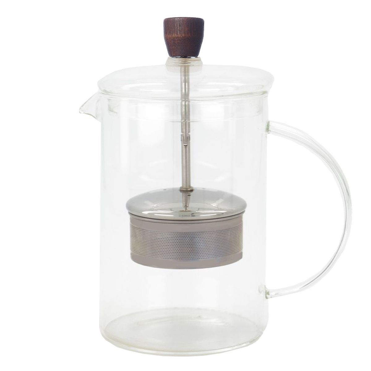 Tekanna i glas, mörk träplupp/ Ernst