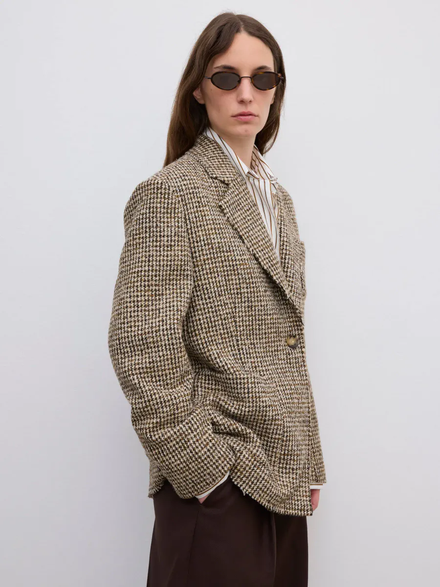 Houndstooth Blazer Beige Brown/ Dagmar
