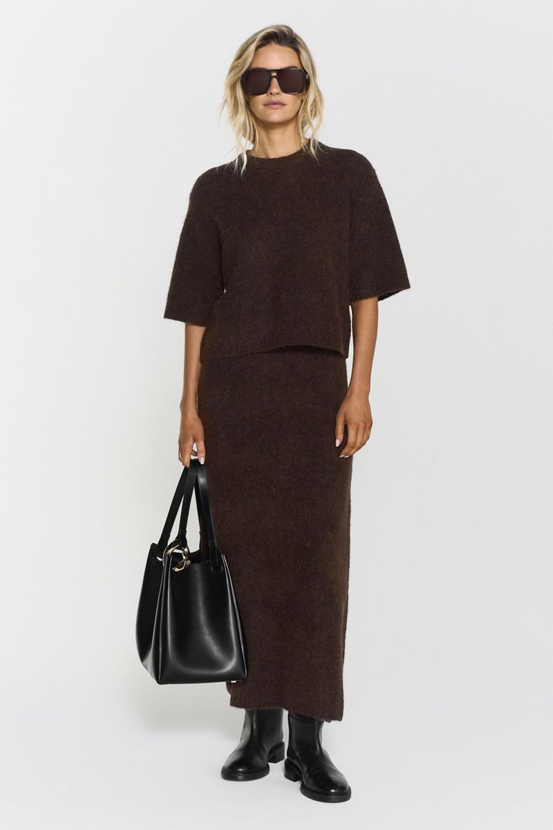 Madina Short Sleeve Knit Mocha Brown/ Twist&Tango