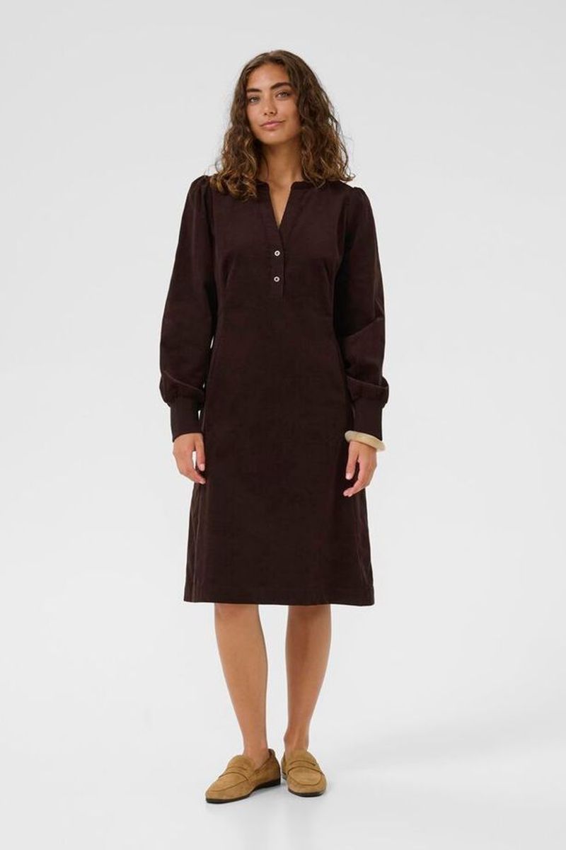 CUula Rhaena short Kordfløyelkjole Coffee Bean - Brown/ Culture