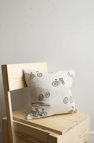 Hovedbilde BICYCLES EMBROIDERED CUSHION COVER/ Fine Little ...