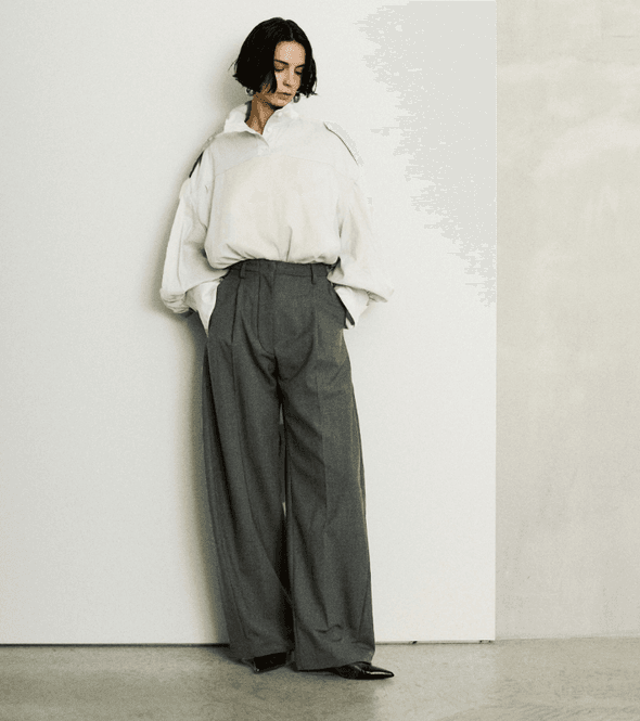 Hovedbilde TheLatest BILLIE WOOL TROUSERS - LIGHT GREY
