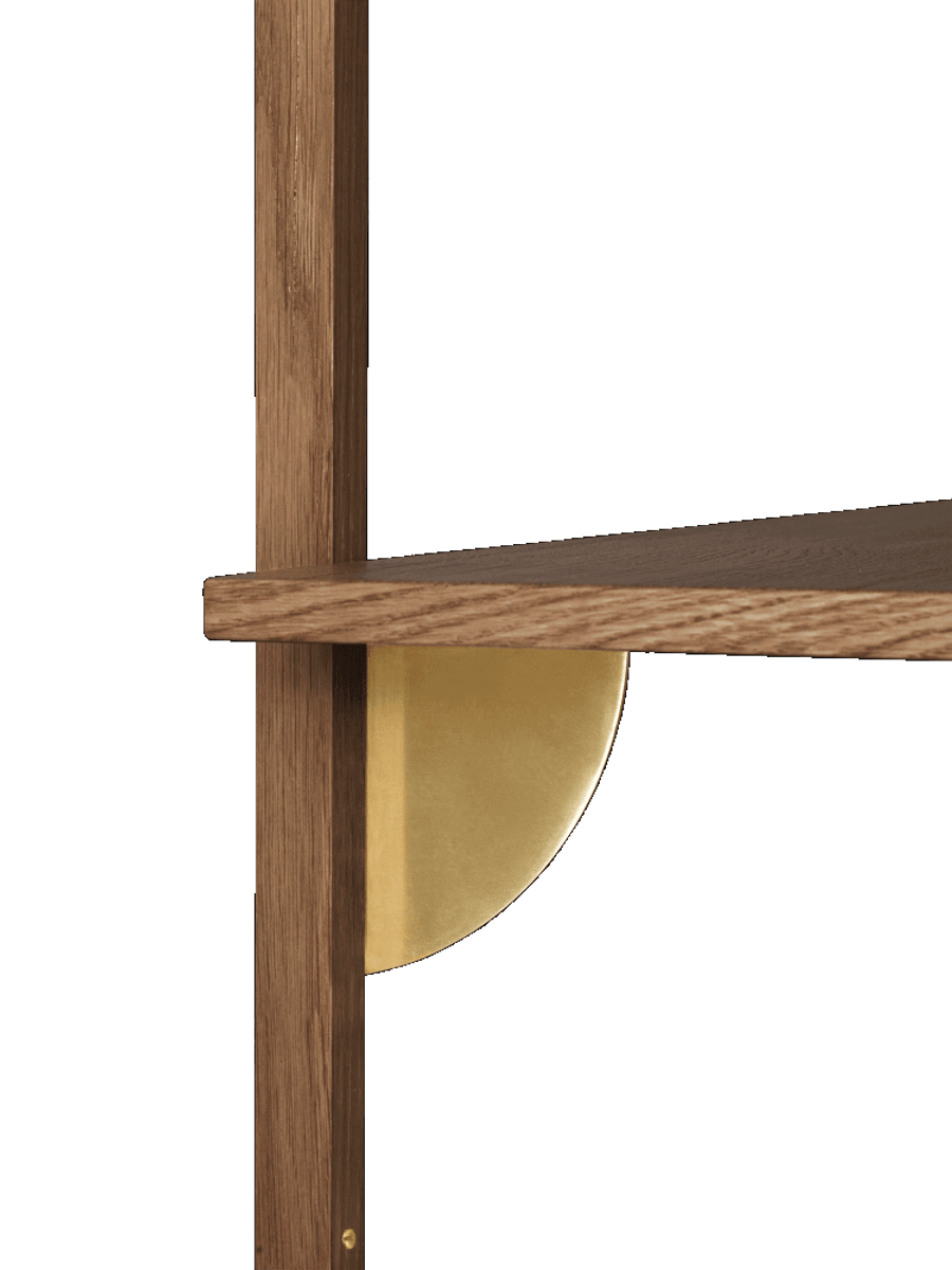 Sector Shelf Single/Wide - Smoked Oak/Brass