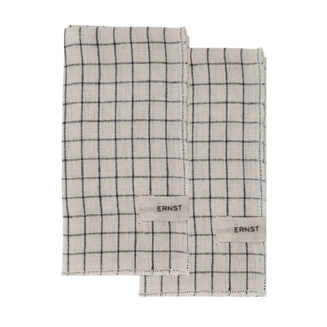 Hovedbilde Tøyserviett 2-p natur/svart ruta. ERNST