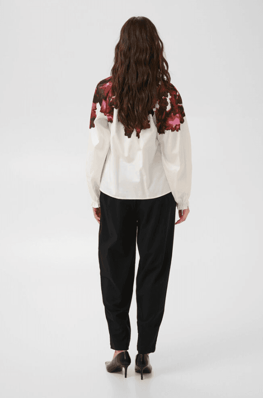 Culture CUJULISSA BLOUSE - GARDENIA WITH PINK/BROWN - White