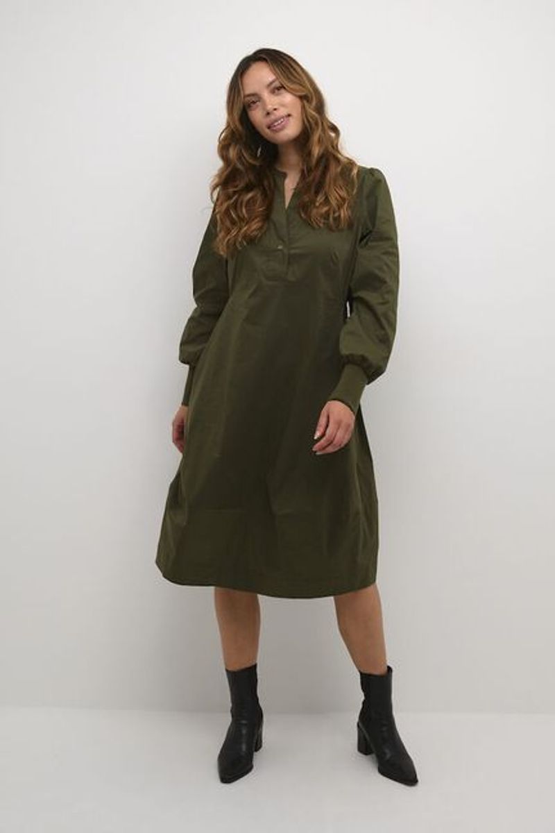 CUantoinett Rib Dress Burnt Olive - Green  - Red/ Culture